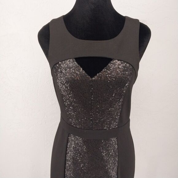 BCBGeneration Black Bodycon Sequin Open Back Mini Dress Formal Party Size 6 - Picture 2 of 10
